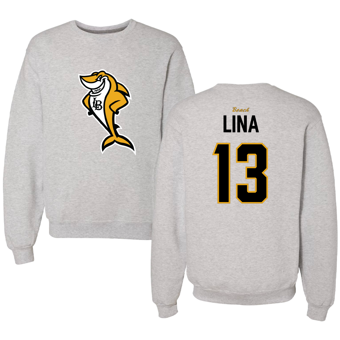 Long Beach State University Baseball Gray Crewneck - #13 Dylan Lina