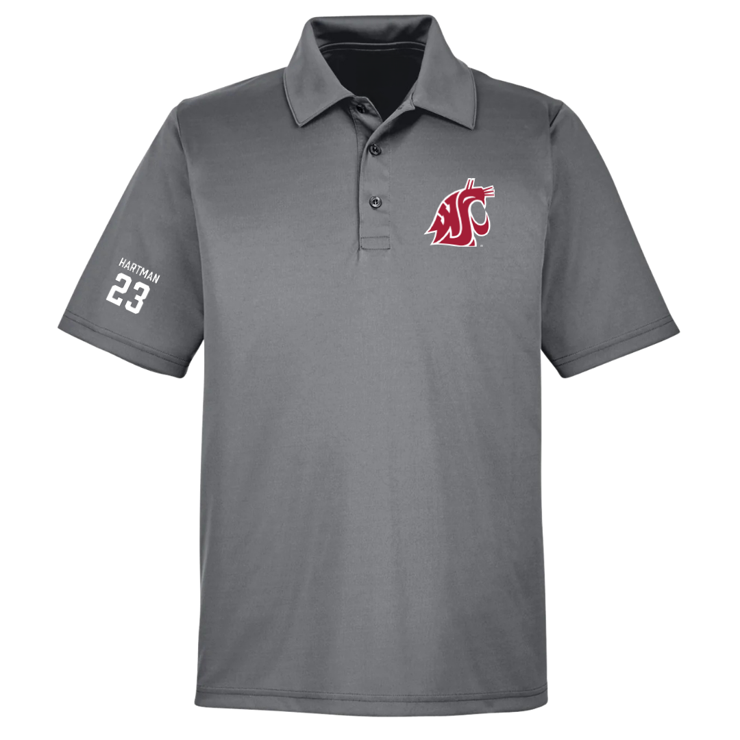 Washington State University Baseball Light Gray Polo - #23 Max Hartman