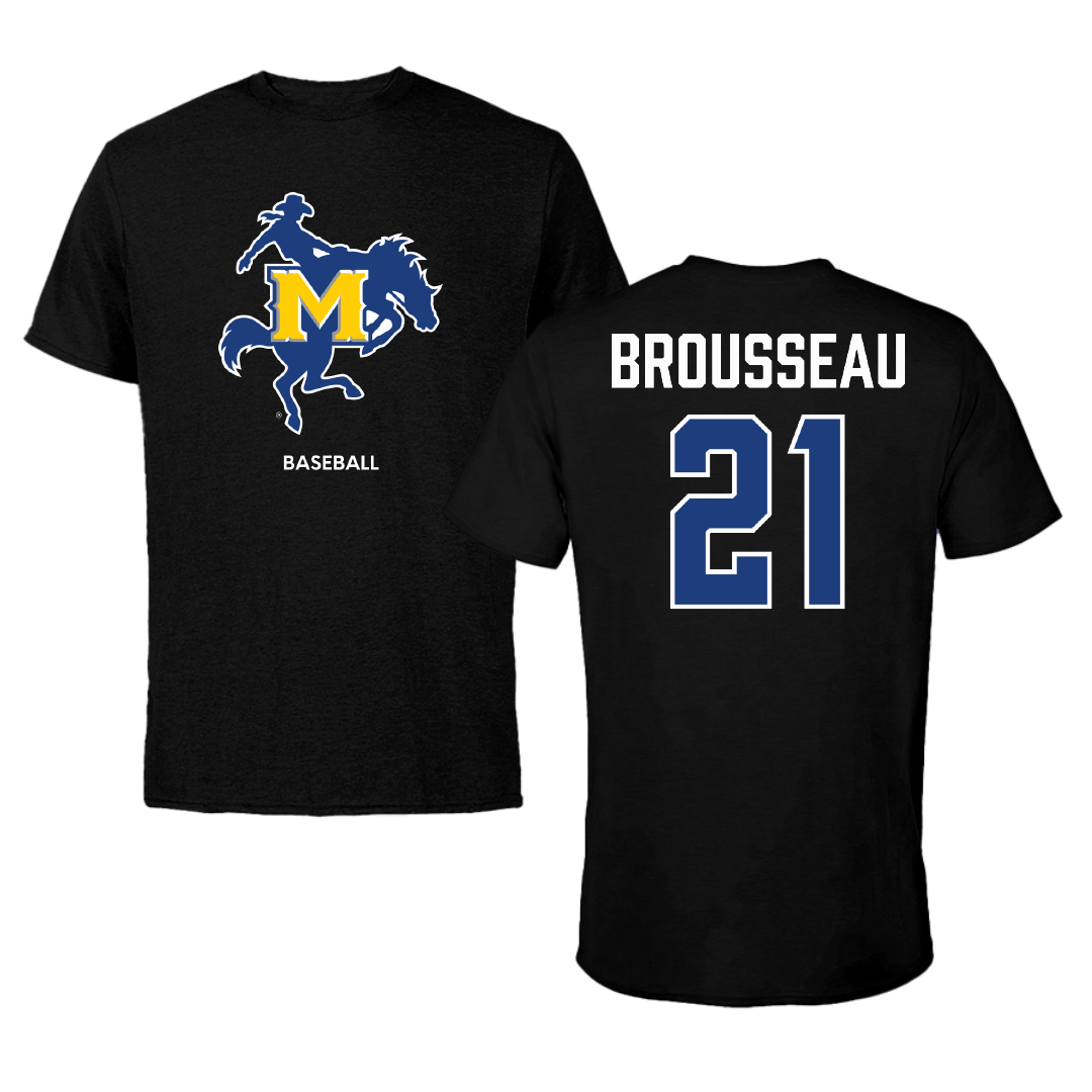 McNeese State University Baseball Black Performance Tee - #21 Mack Brousseau