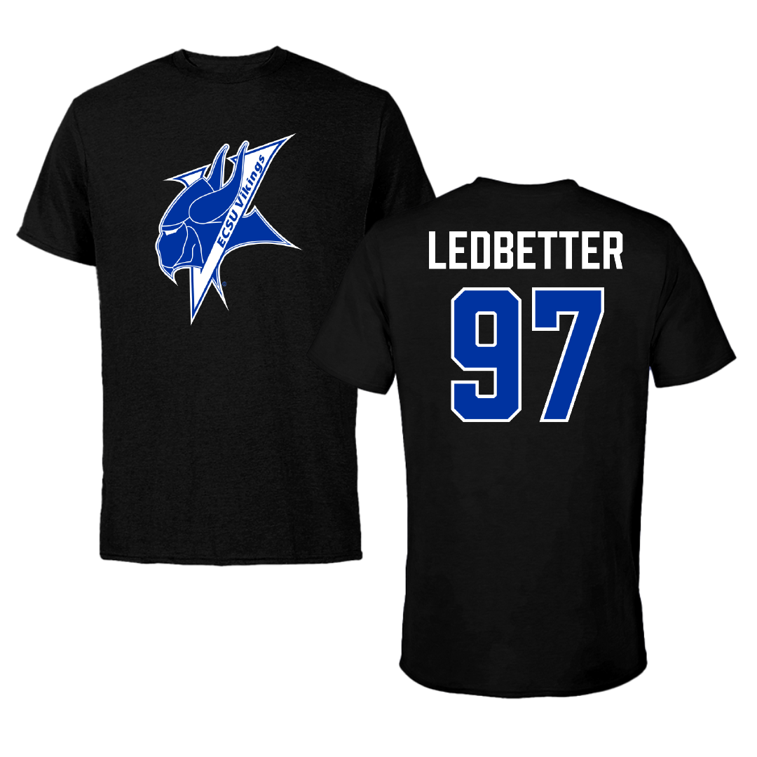 Elizabeth City State University Football Black Tee - #97 Jaden Ledbetter
