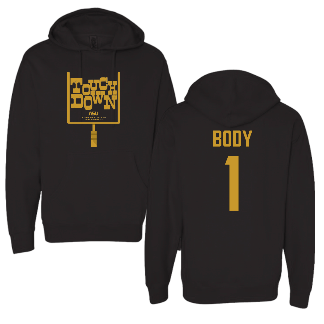 Alabama State University Football Black Touchdown Hoodie - #1 Andrew Body