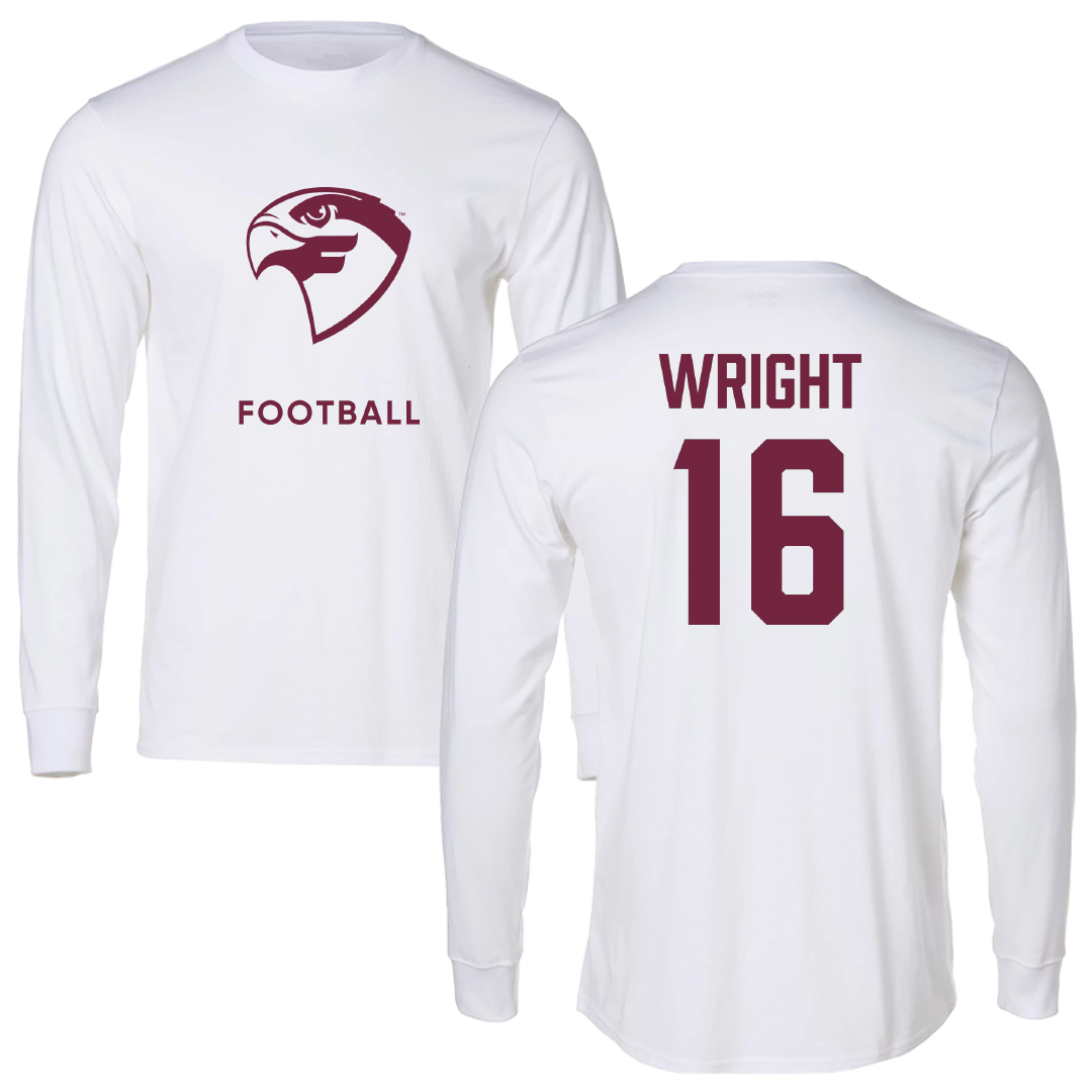 Fairmont State University Football White Performance Long Sleeve - #16 Riko Wright