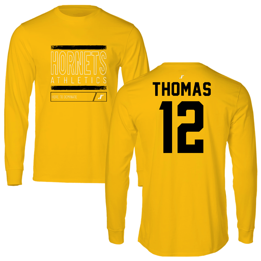 Alabama State University Flag Football Gold Dominate Performance Long Sleeve - #12 Harmonie Thomas