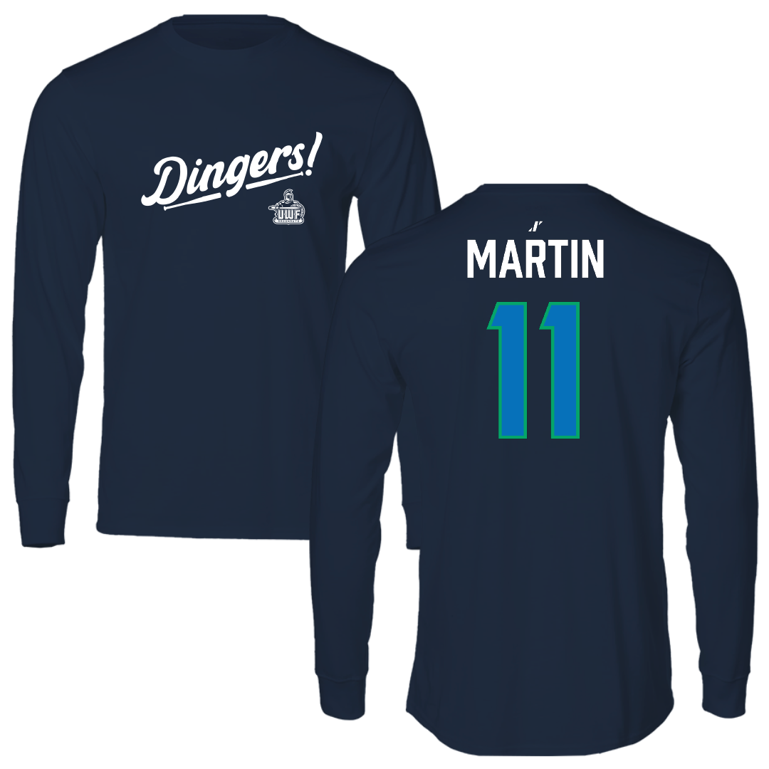 University of West Florida Baseball Navy Dingers Performance Long Sleeve - #11 Peyton Martin