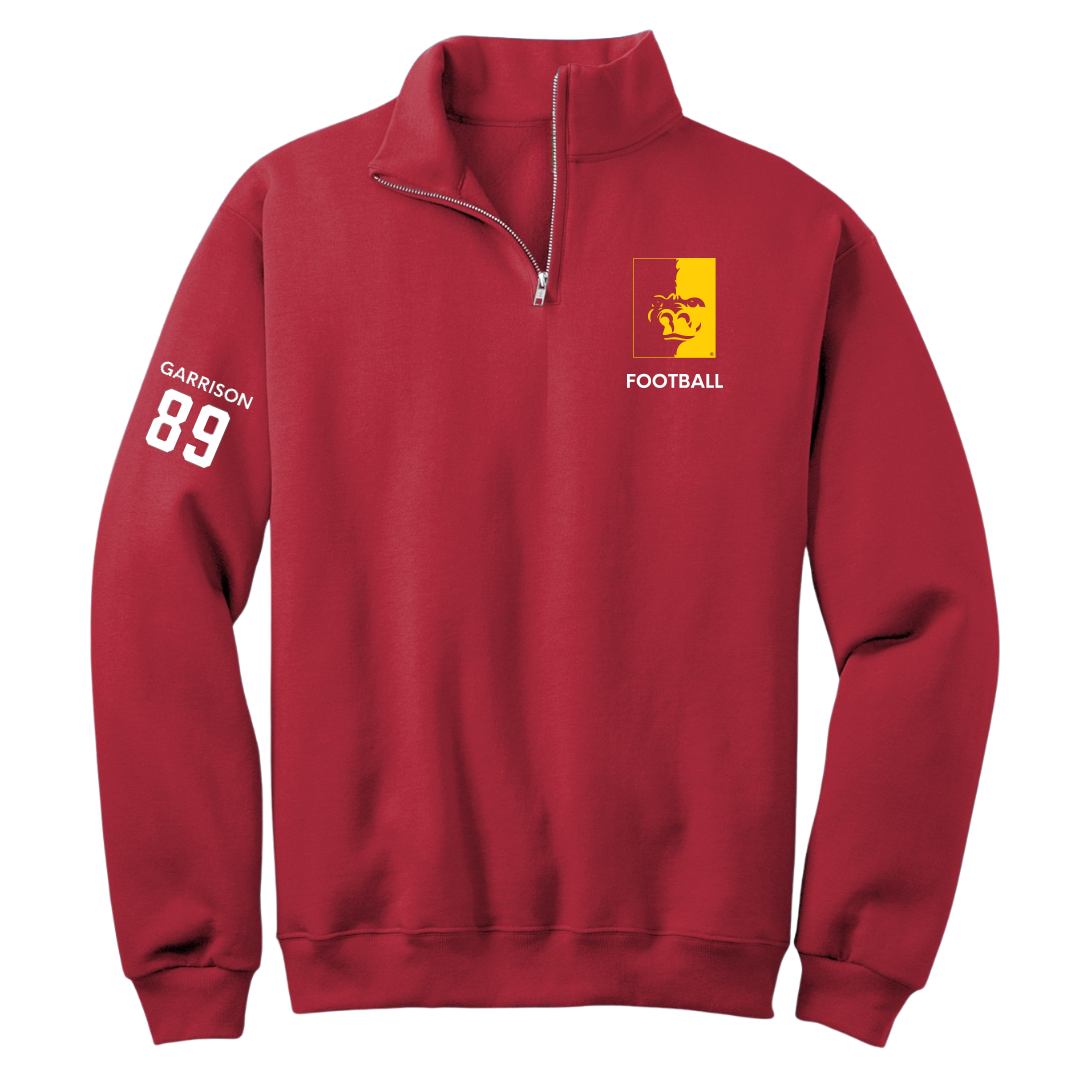 Pittsburg State University Football Red Quarter-Zip - #89 Damon Garrison