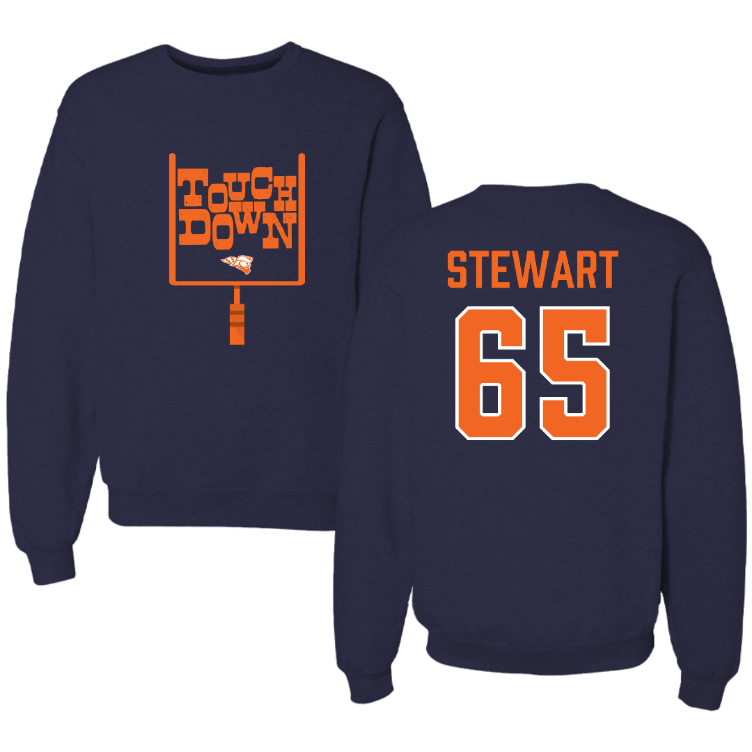Carroll University Football Navy Touchdown Crewneck - #65 Landon Stewart