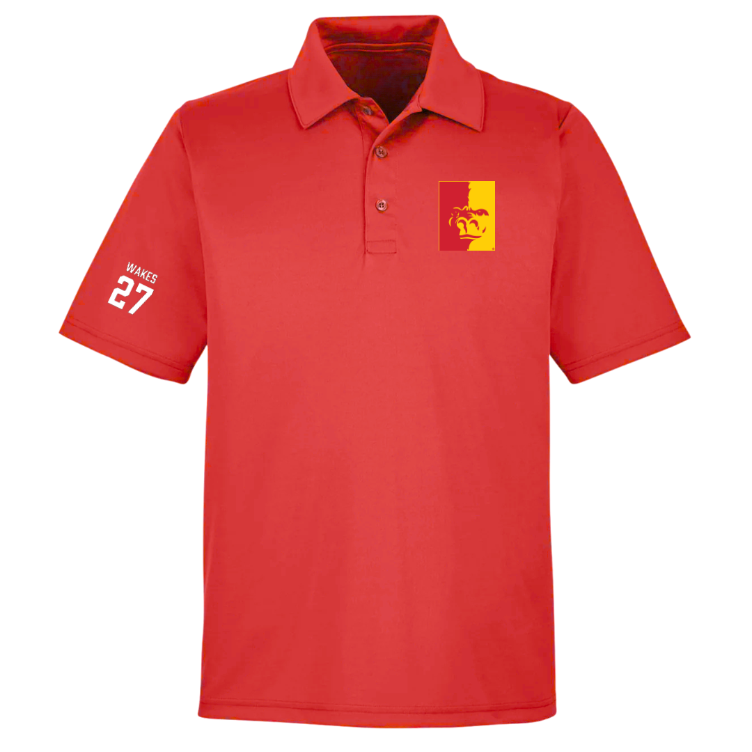 Pittsburg State University Football Red Polo - #27 Aabiyas Wakes