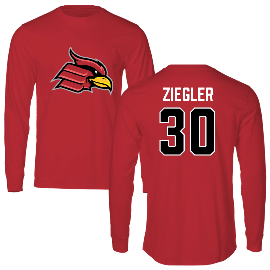 Wheeling University Football Red Performance Long Sleeve - #30 Mason Ziegler