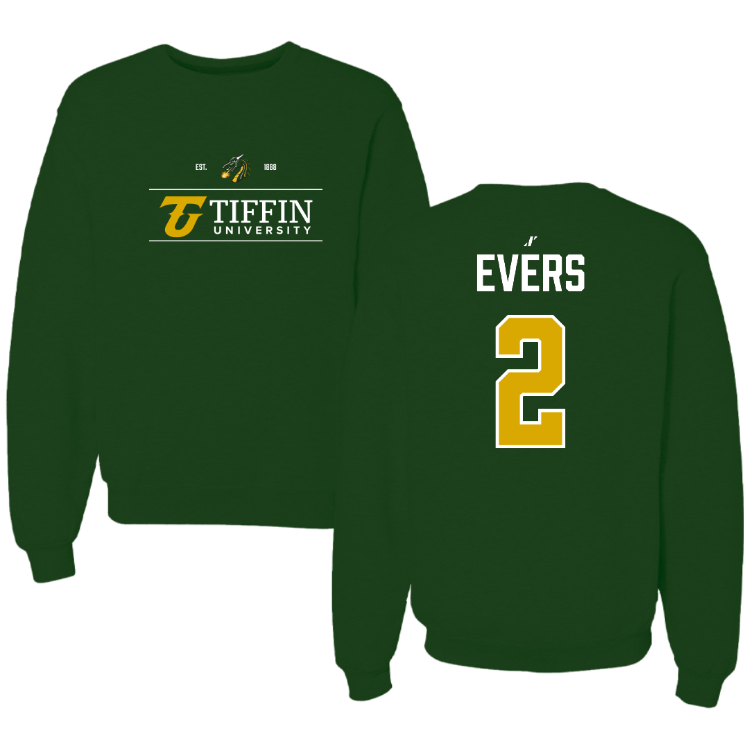 Tiffin University Football Forest Green General Crewneck - #2 Ethan Evers