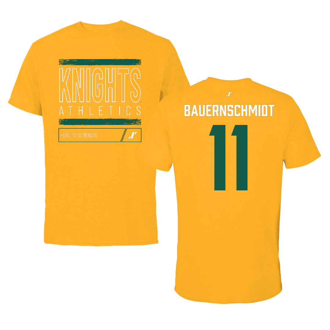 New Jersey City University Baseball Gold Dominate Tee - #11 Derek Bauernschmidt