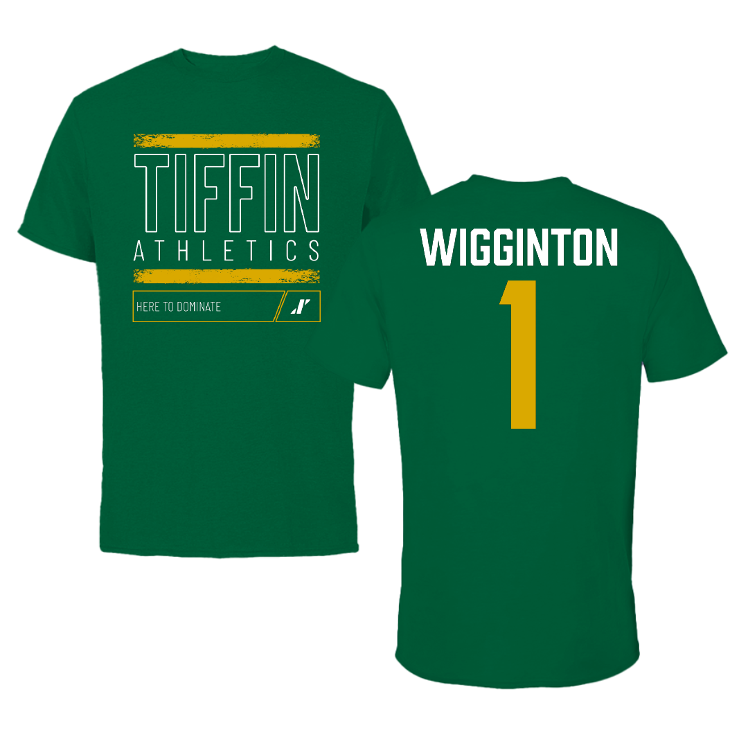 Tiffin University Lacrosse Green Dominate Performance Tee - #1 Kenna Wigginton