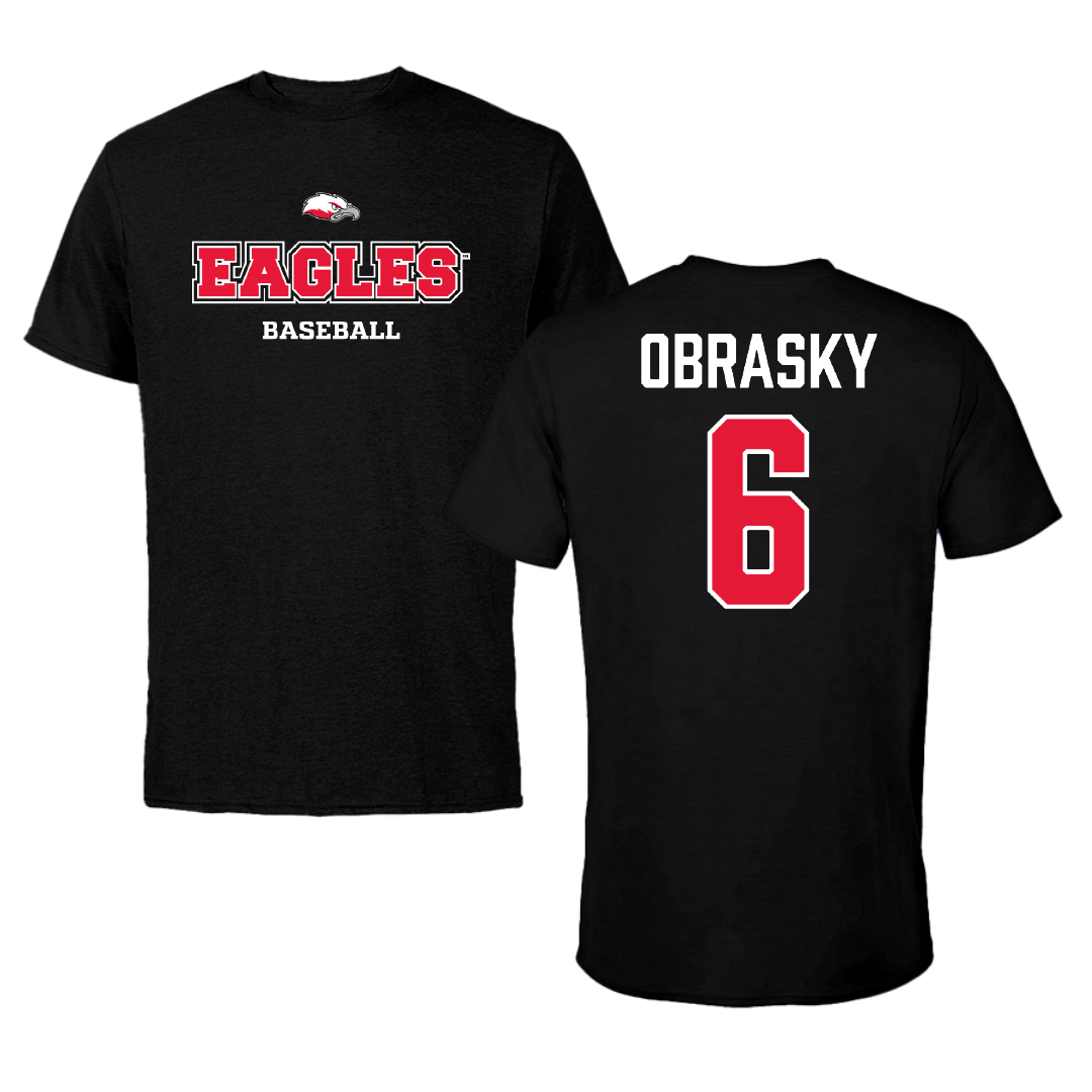 Biola University Baseball Black Performance Tee - #6 Jack Obrasky