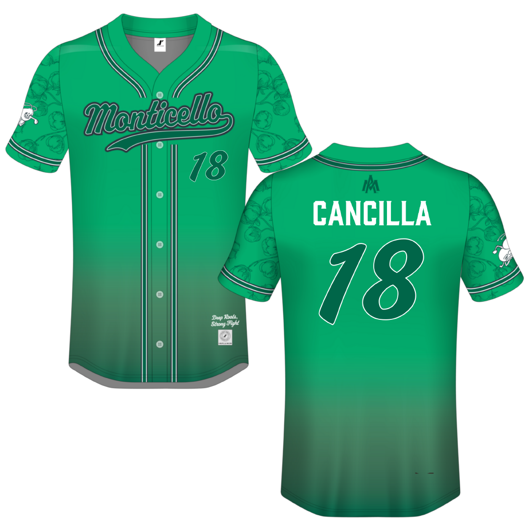 University of Arkansas-Monticello Green Campus Connect Button-Down Jersey - #18 Cade Cancilla