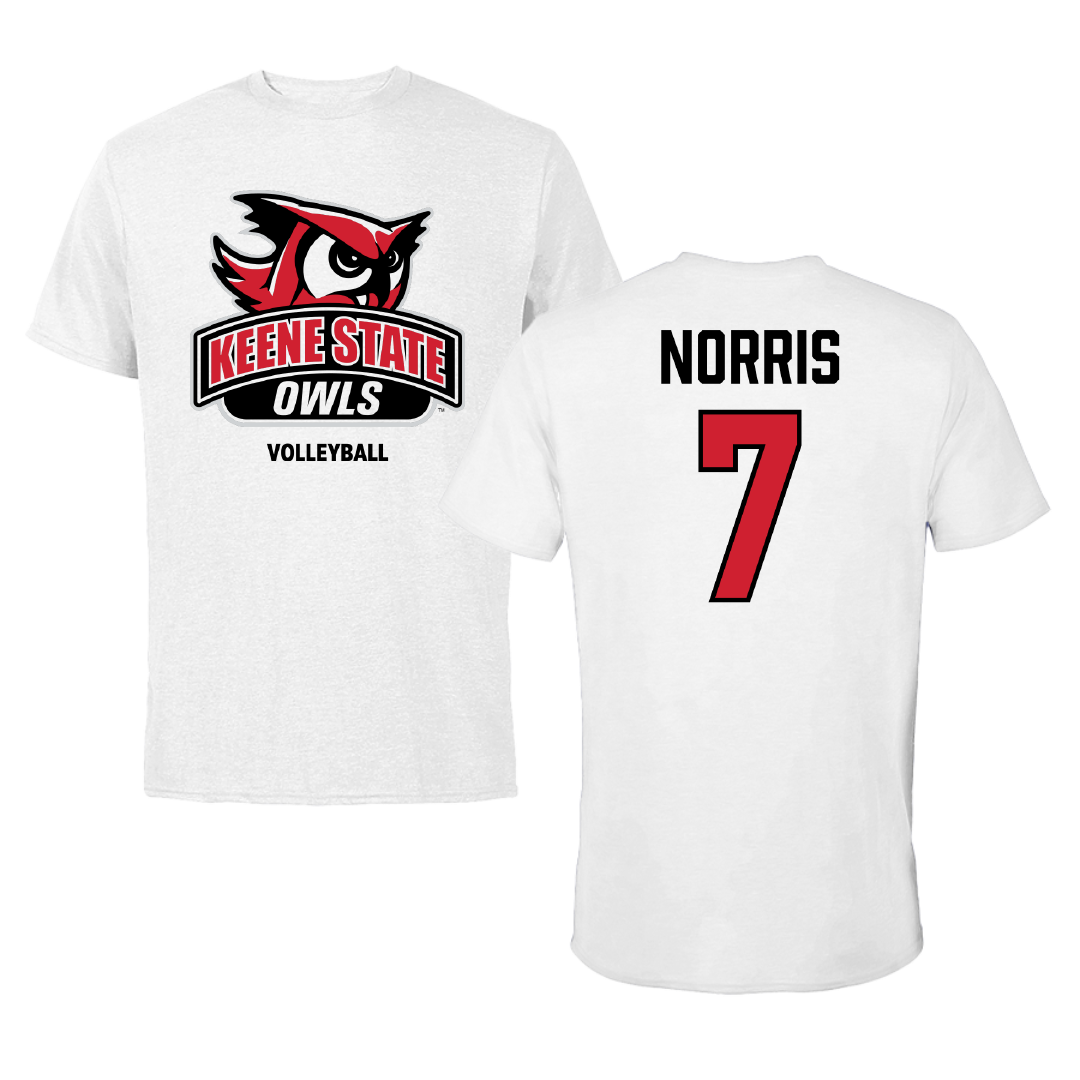 Keene State College Volleyball (W) White Performance Tee - #7 Theresa Norris