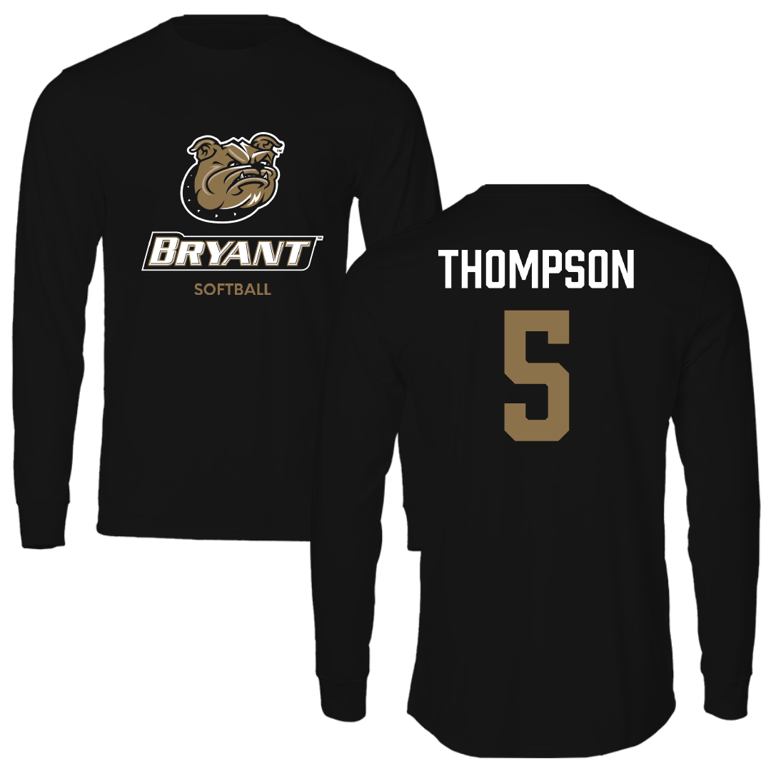 Bryant University Softball Black Performance Long Sleeve - #5 Teagan Thompson