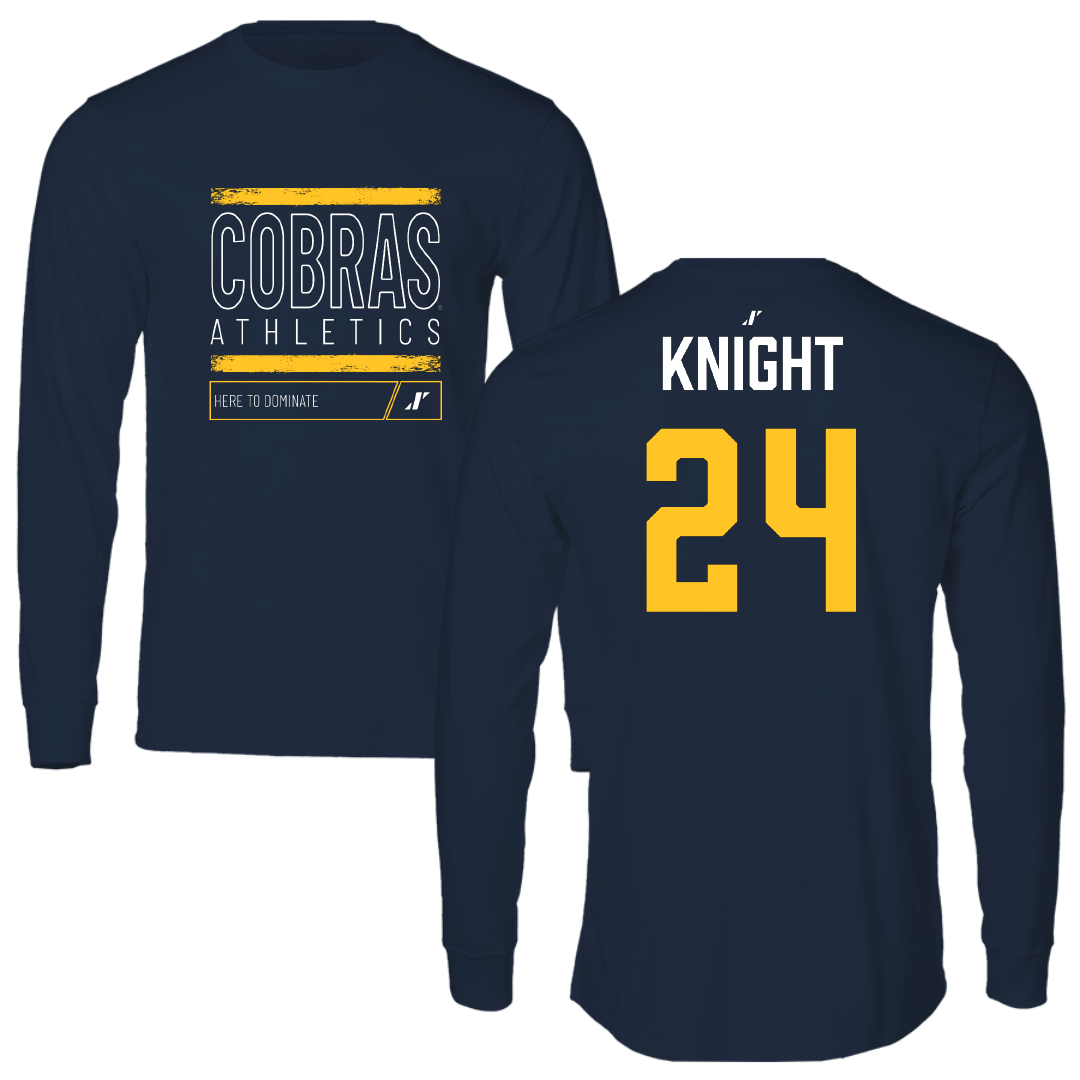 Coker University Basketball Navy Dominate Performance Long Sleeve - #24 Kristynn Knight