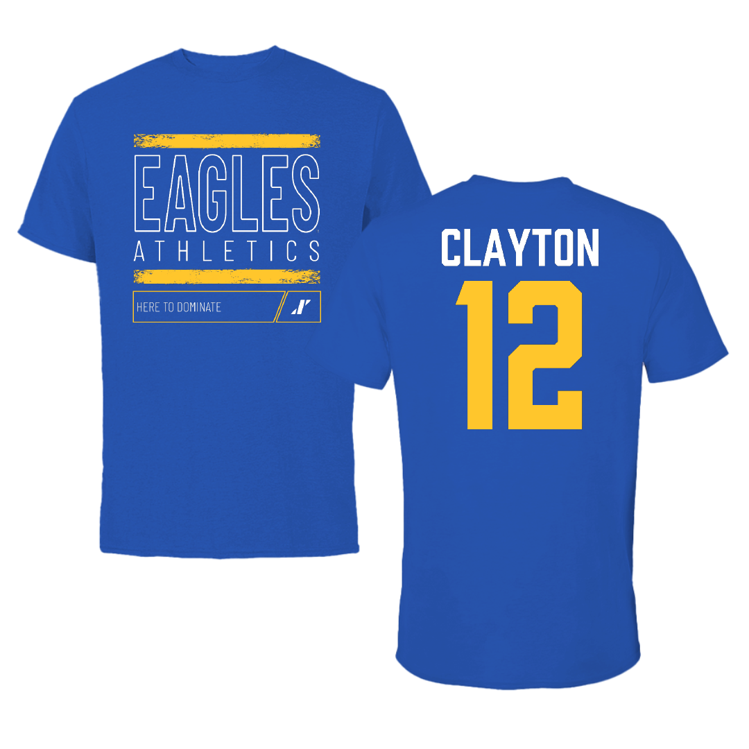 Williams Baptist University Basketball Blue Dominate Performance Tee - #12 Joe Clayton