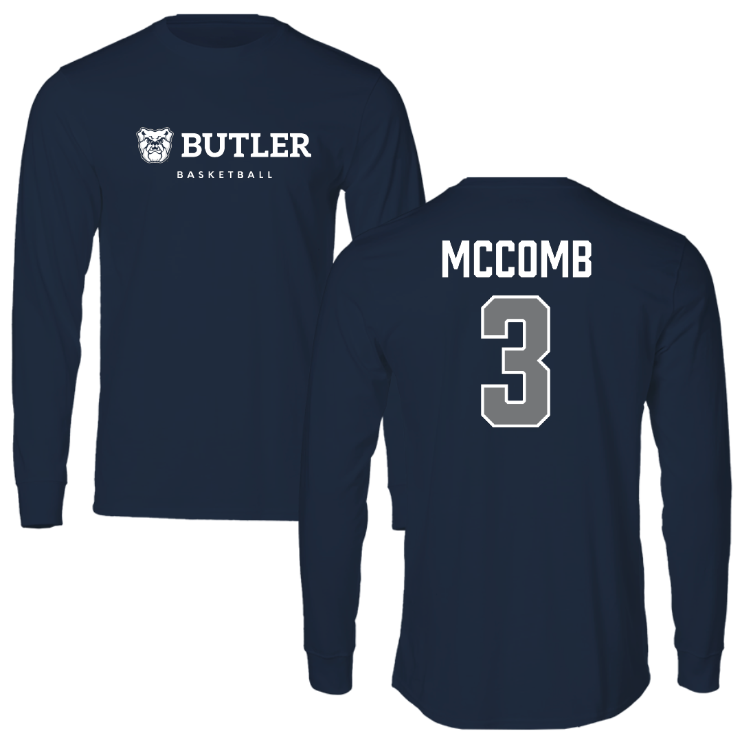 Butler University Basketball Navy Long Sleeve - #3 Ethan McComb