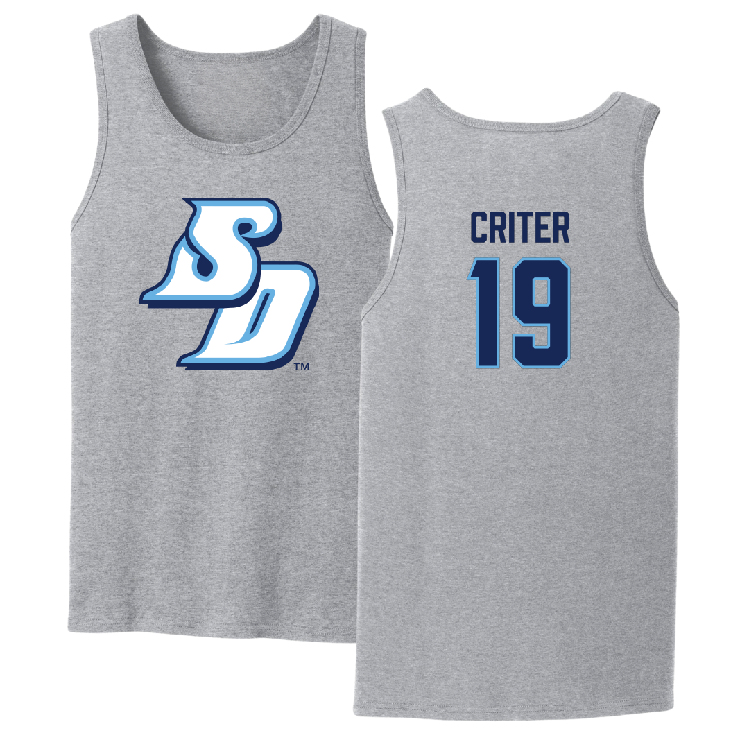 University of San Diego Football Sport Gray Tank Top - #19 Adam Criter