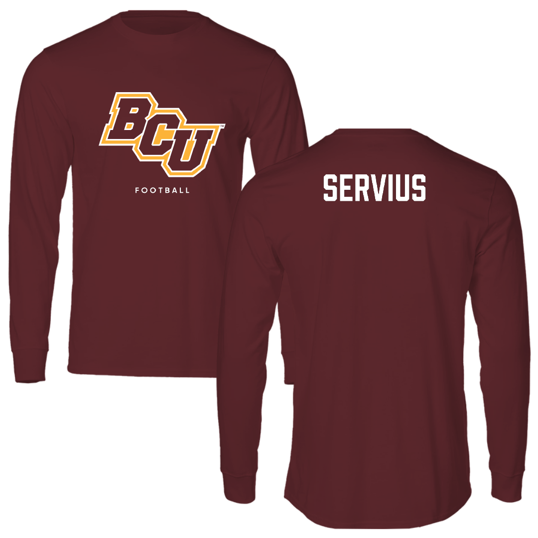 Bethune-Cookman University Football Maroon Performance Long Sleeve - Jude Servius