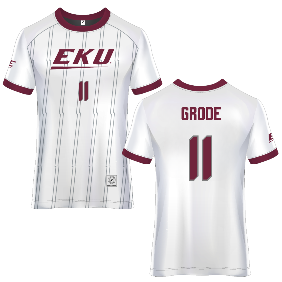 Eastern Kentucky University White Soccer Jersey - #11 Ella Grode