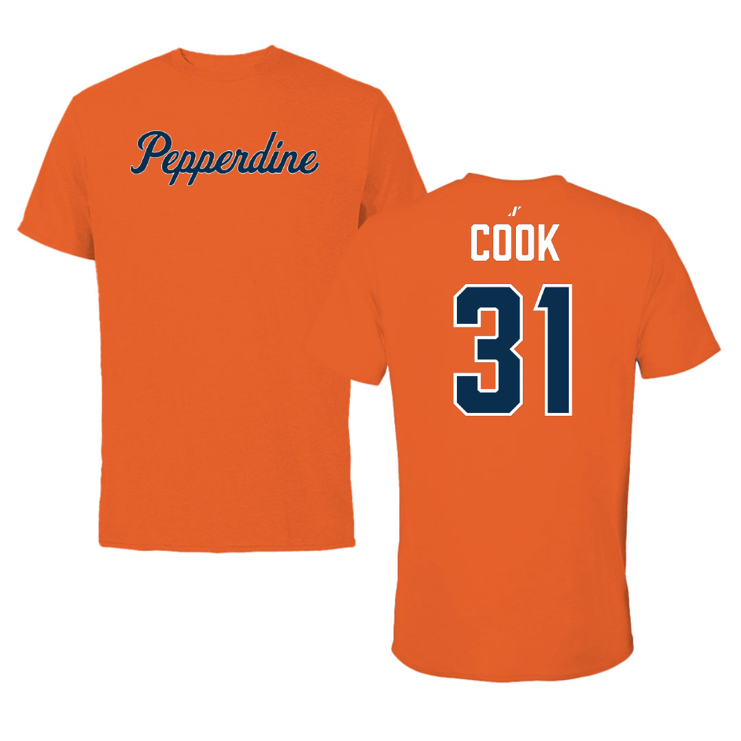 Pepperdine University Baseball Orange Tee - #31 Danny Cook