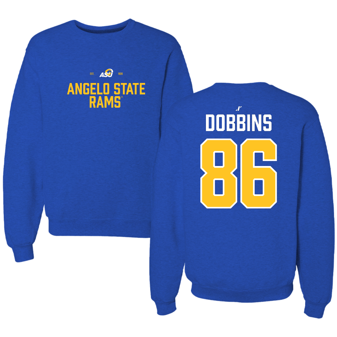 Angelo State University Football Blue General Crewneck - #86 Alan Dobbins