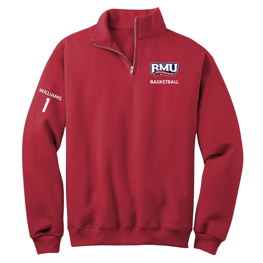 Robert Morris University Basketball (M) Red Quarter-Zip - #1 Justice Williams