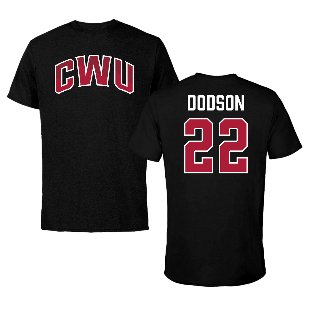Central Washington University Football Black Performance Tee - #22 Chris Dodson