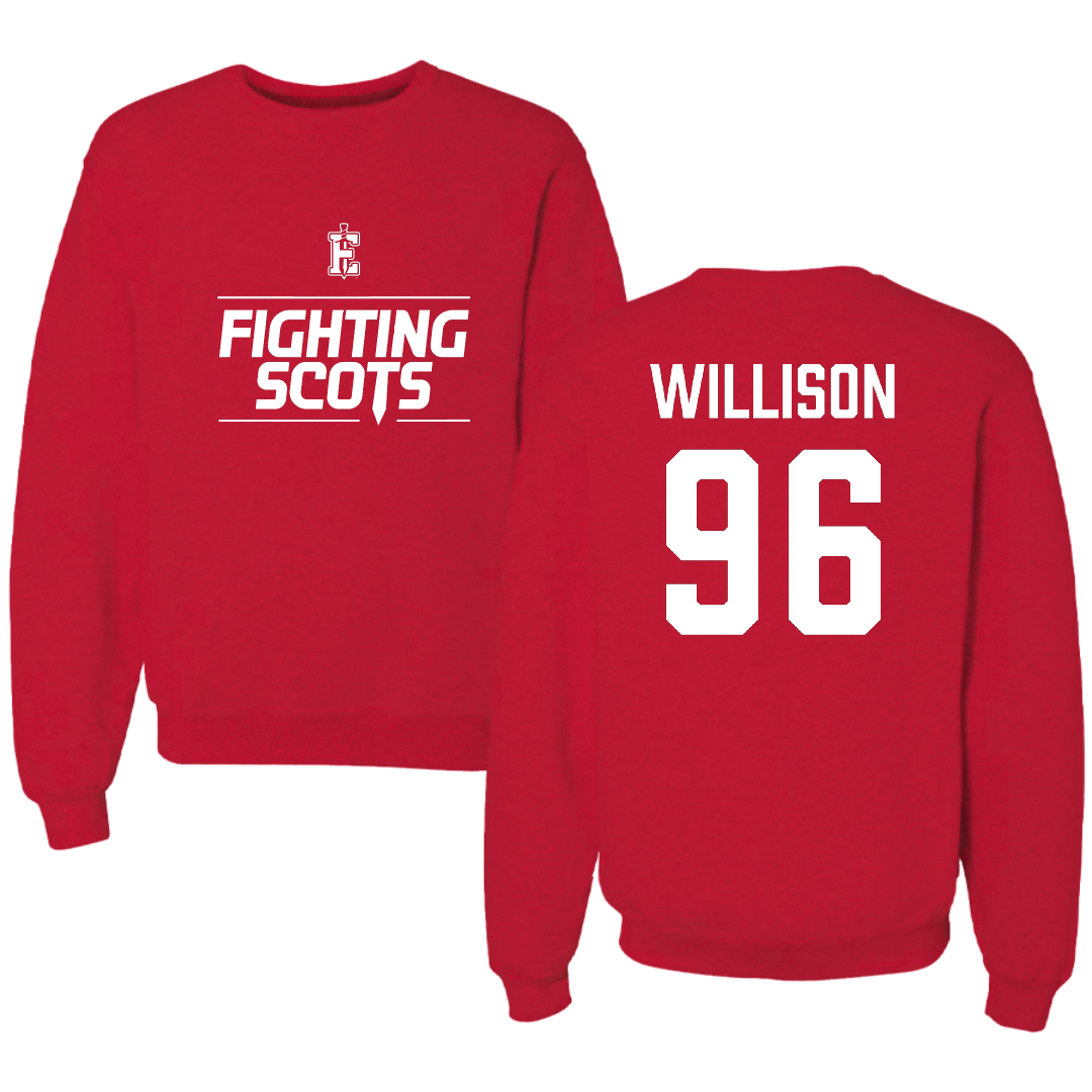 PennWest Edinboro Football Red General Crewneck - #96 Nick Willison