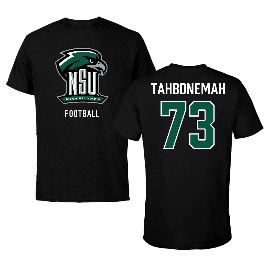 Northeastern State University Football Black NSU Tee - #73 Caden Tahbonemah
