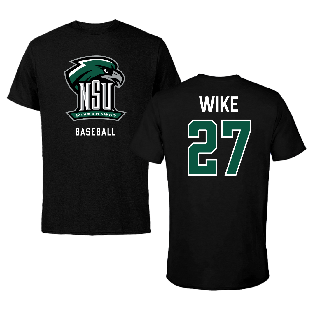 Northeastern State University Baseball Black NSU Performance Tee - #27 Lance Wike