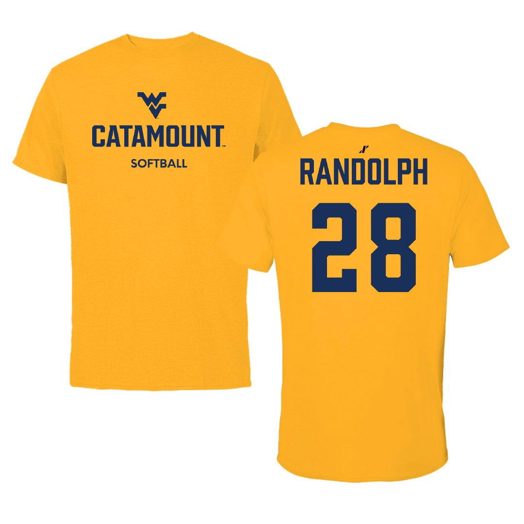 Potomac State College Softball Gold Performance Tee - #28 Delaney Randolph