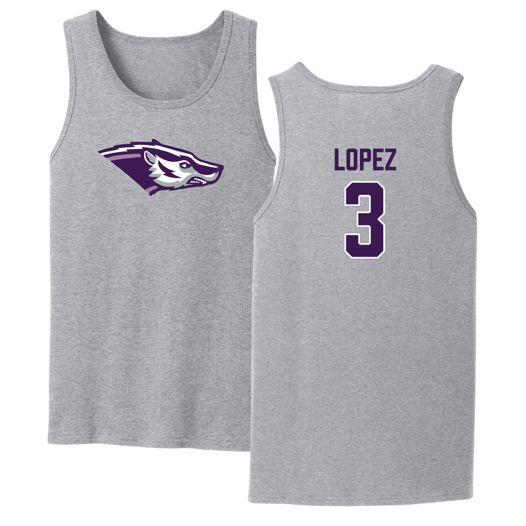 Spring Hill College Baseball Sport Gray Tank Top - #3 Robby Lopez