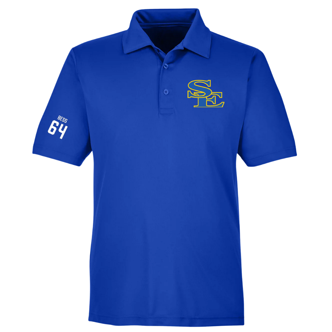 Southeastern Oklahoma State University Football Blue Polo - #64 James Bess