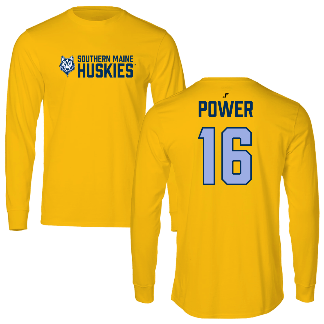 University of Southern Maine Ice Hockey (W) Gold General Performance Long Sleeve - #16 Joely Power