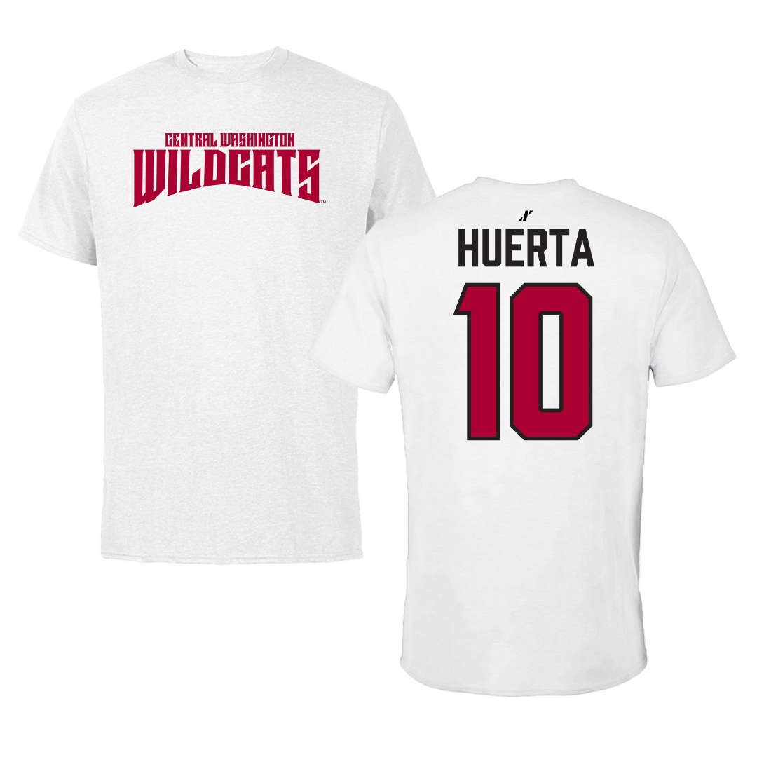 Central Washington University Basketball White Classic Performance Tee - #10 Sunny Huerta