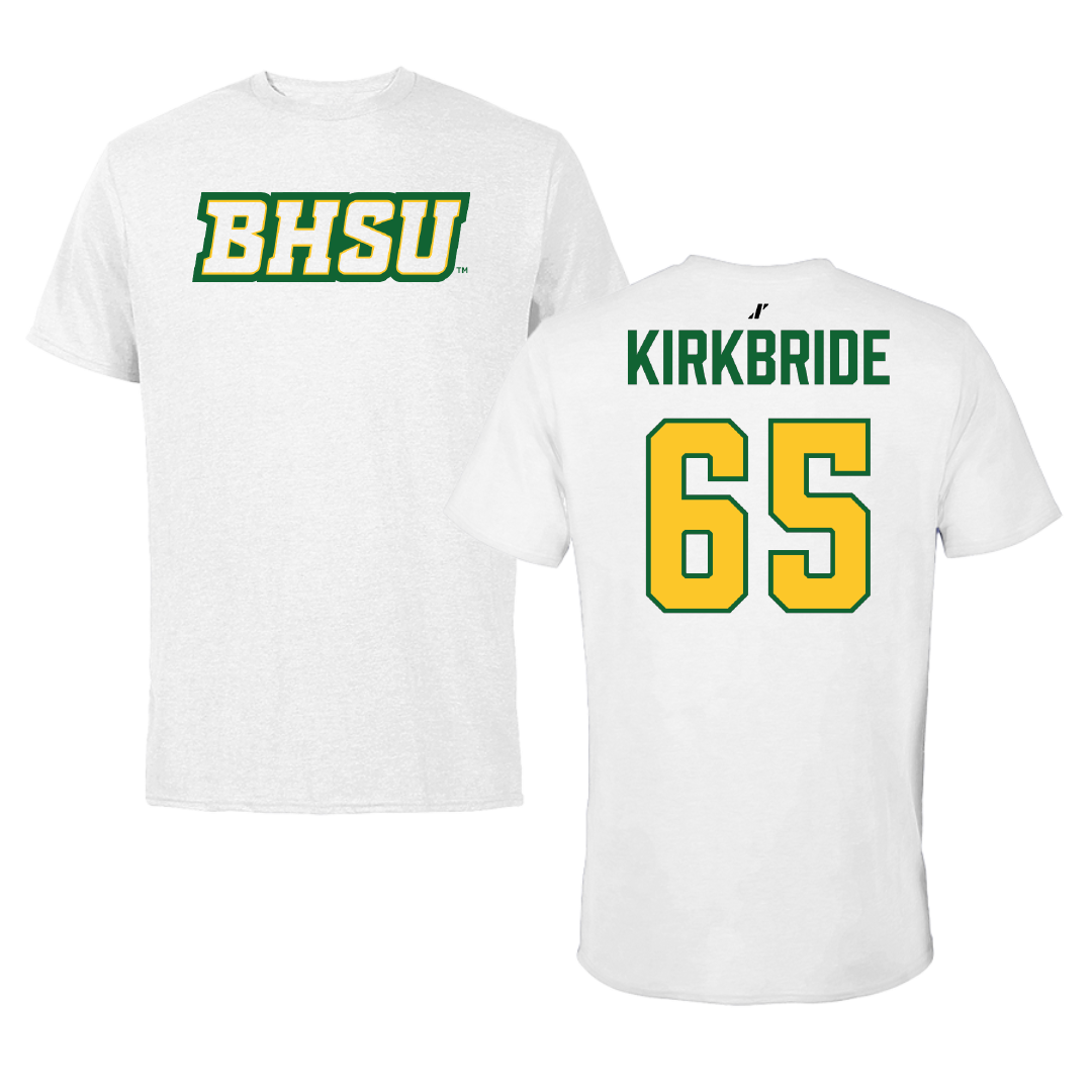 Black Hills State University Football White Performance Tee - #65 Jesse Kirkbride