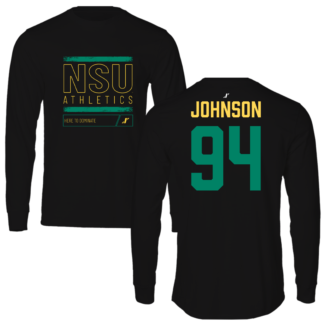 Norfolk State University Football Black Dominate Performance Long Sleeve - #94 Tyler Johnson