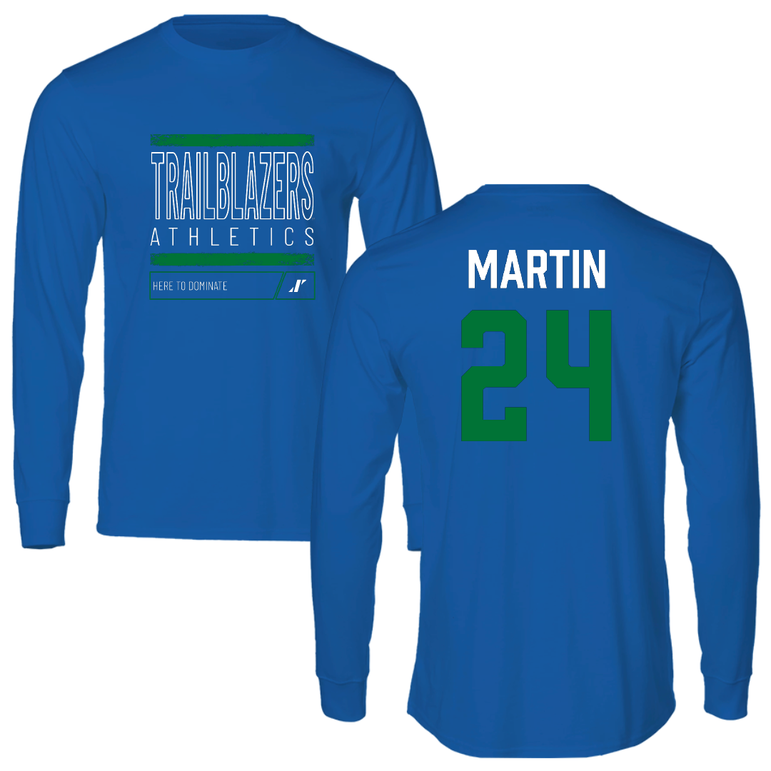 University of North Texas at Dallas Basketball (W) Blue Dominate Long Sleeve - #24 Khalaizah Martin