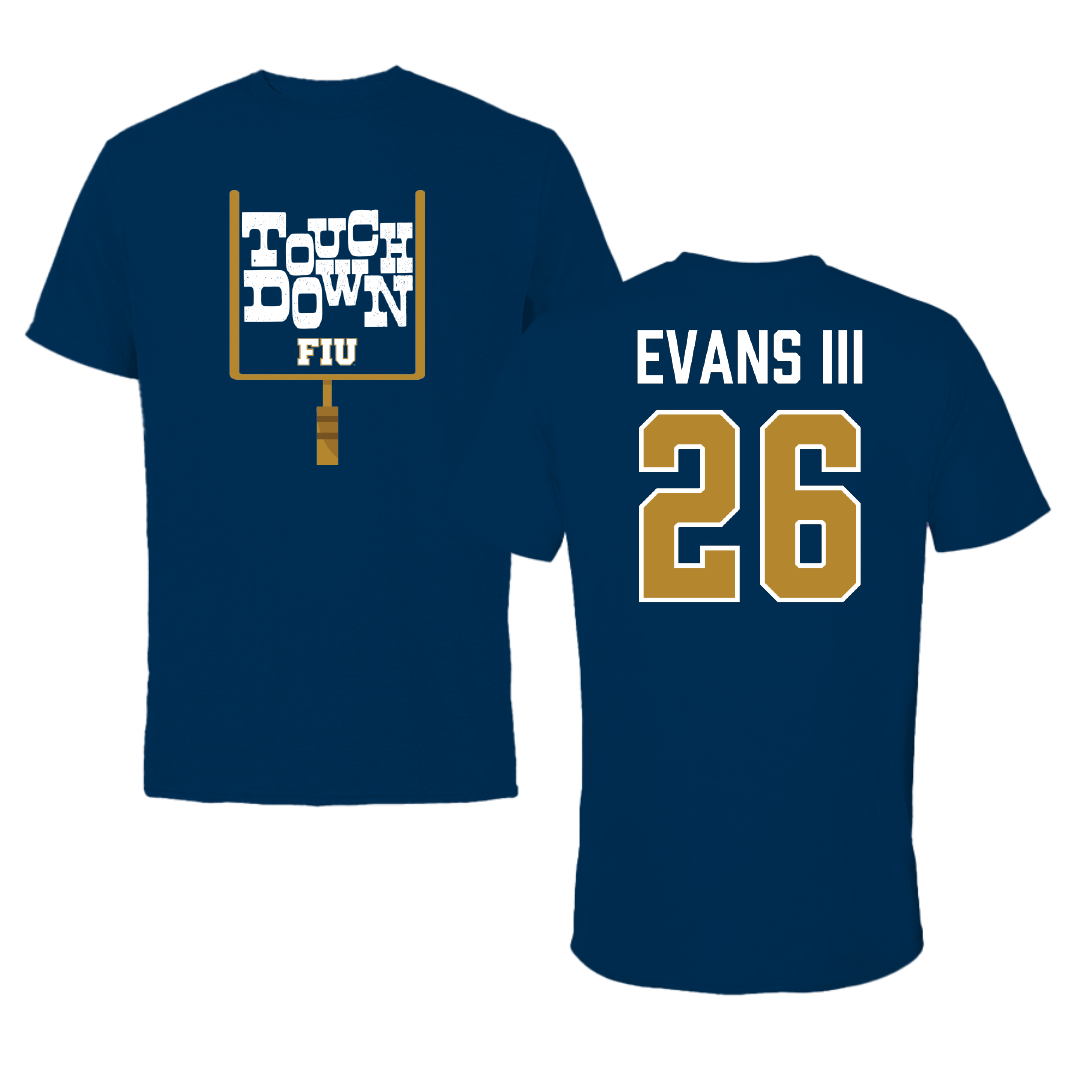 Florida International University Football Navy Touchdown Performance Tee - #26 Victor Evans III