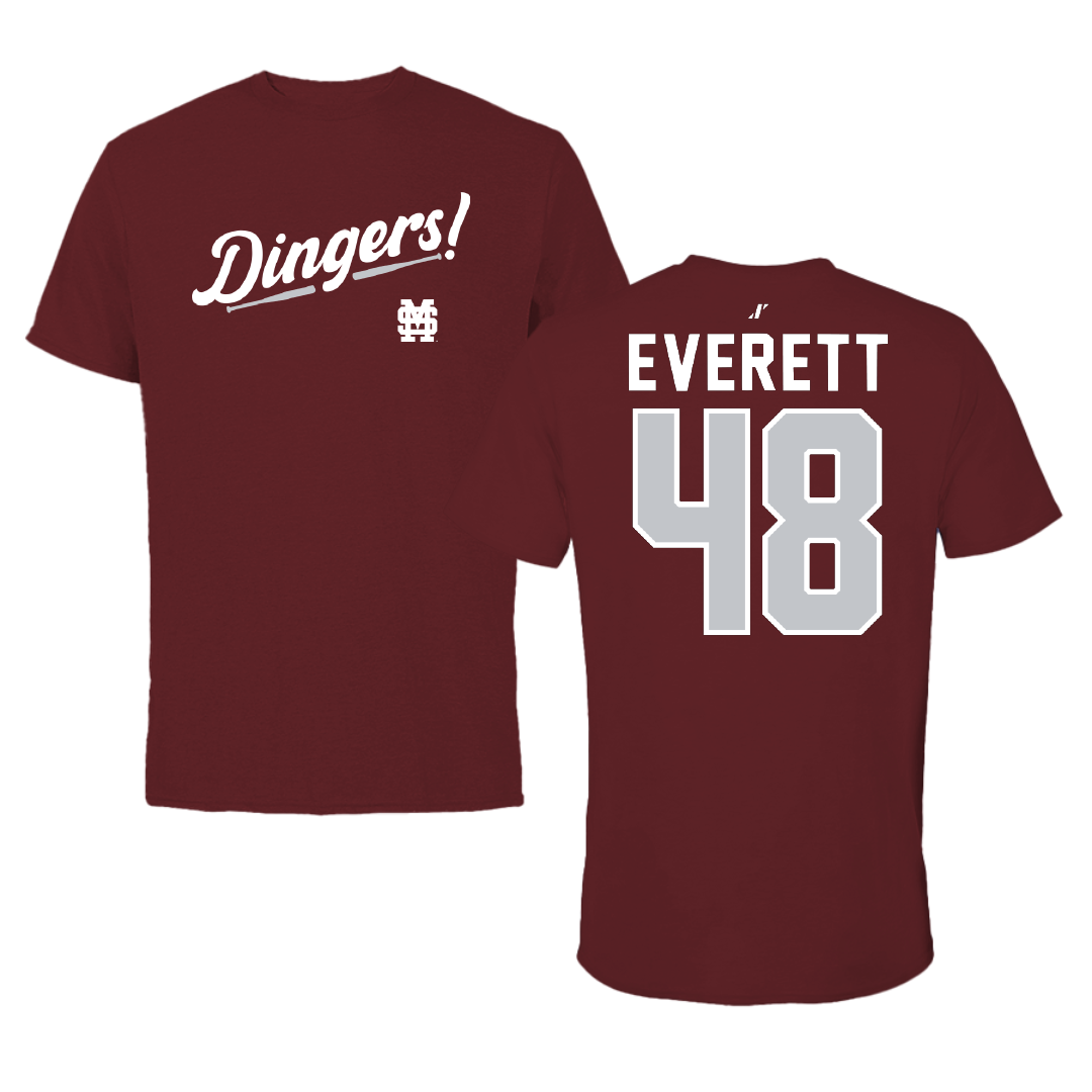 Mississippi State University Softball Maroon Dingers Tee - #48 Delainey Everett