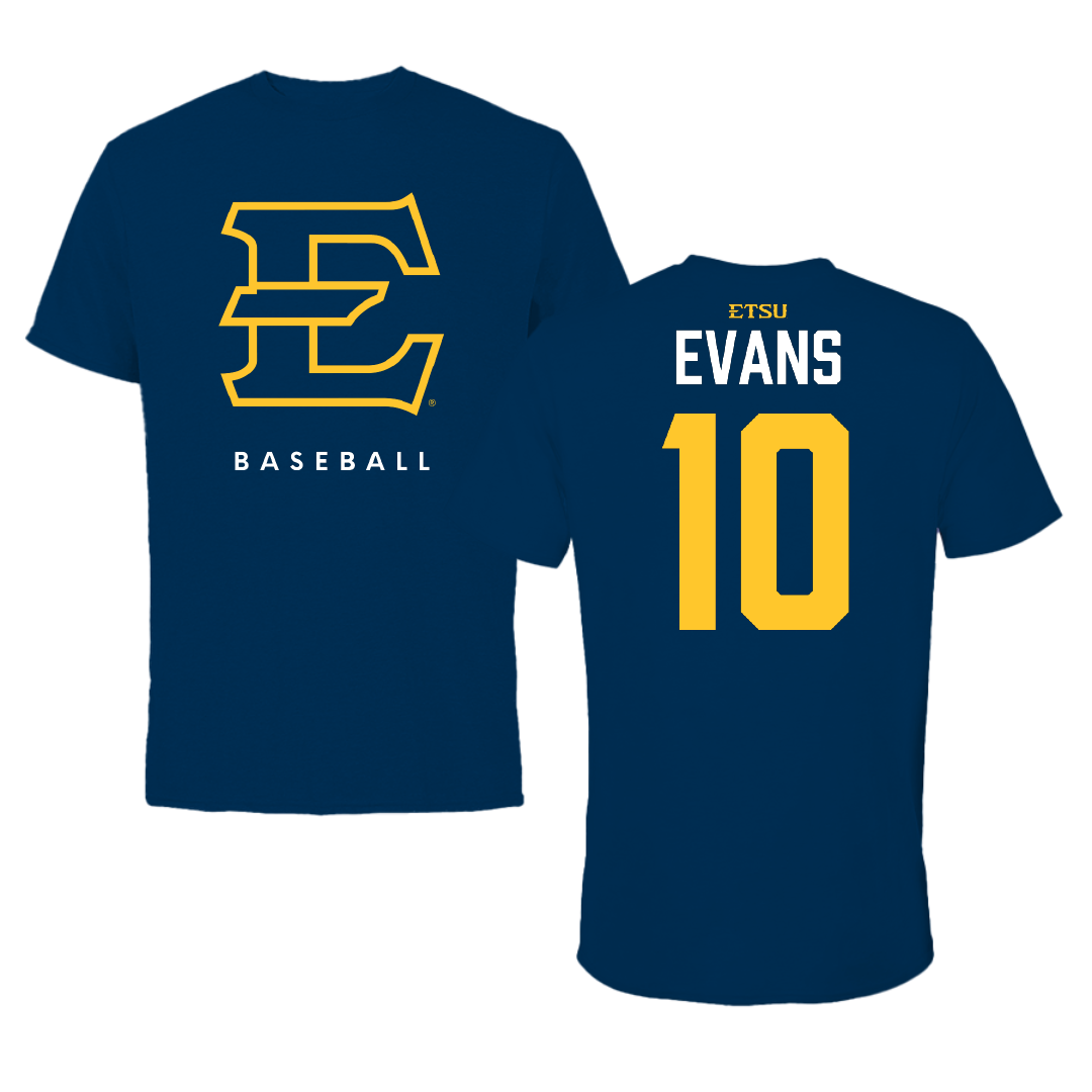 East Tennessee State University Baseball Navy Performance Tee - #10 Eli Evans