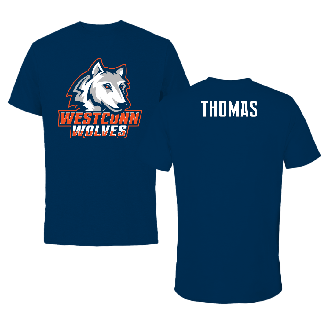 Western Connecticut State University Football Navy Wolves Performance Tee - William Thomas