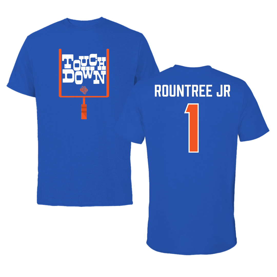 Savannah State University Football Blue Touchdown Tee - #1 Tony Rountree Jr