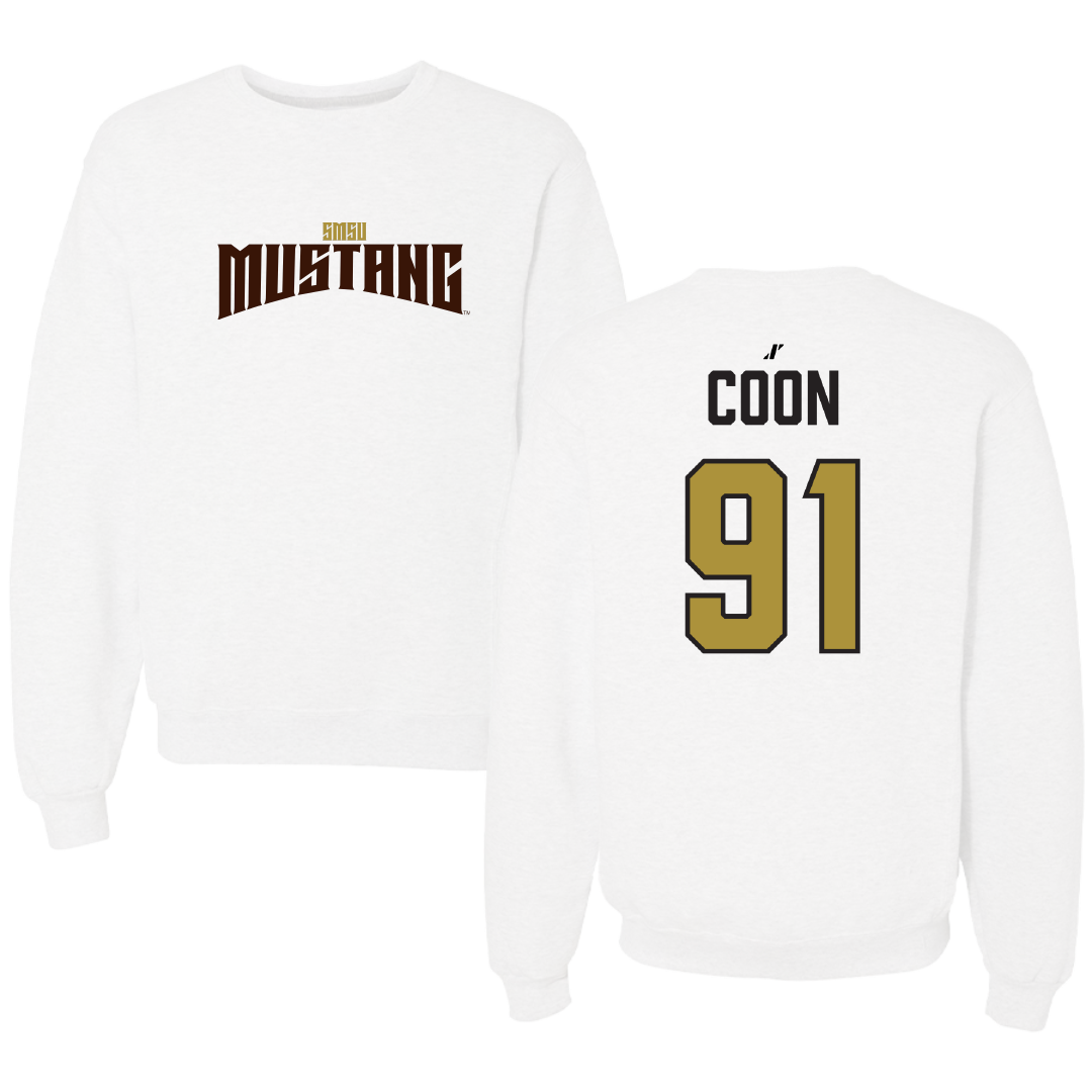 Southwest Minnesota State University Football White Classic Crewneck - #91 Dakota Coon