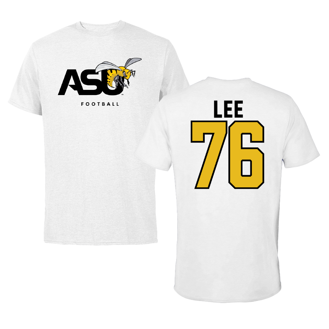 Alabama State University Football White ASU Tee - #76 Marvin Lee