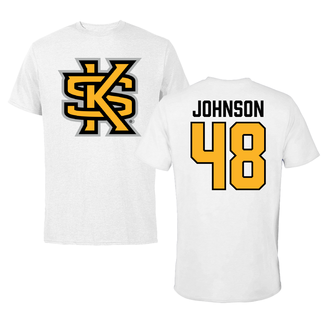 Kennesaw State University Football White Performance Tee - #48 Donelius Johnson
