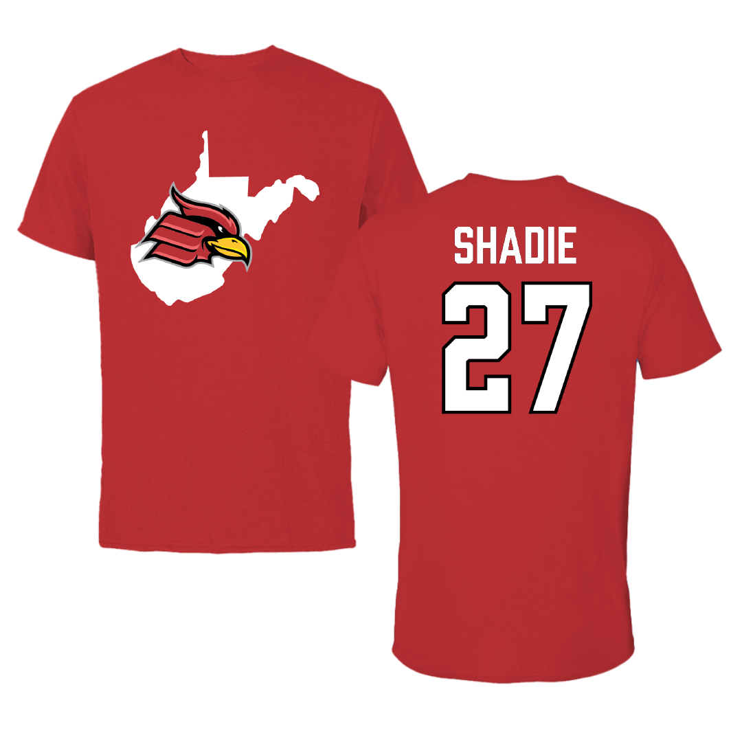 Wheeling University Football Red State Performance Tee - #27 Dillon Shadie