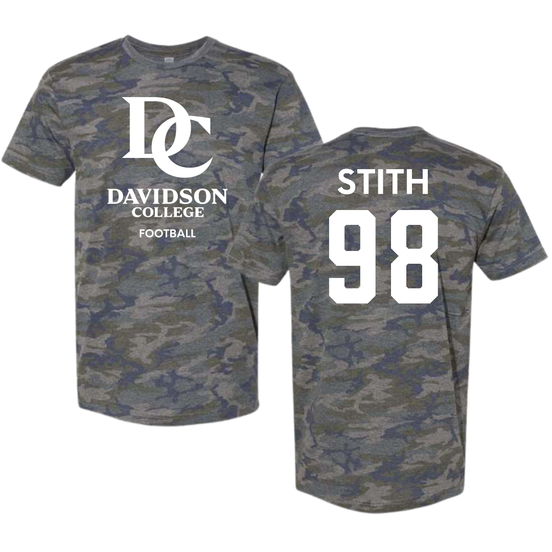 Davidson College Football Vintage Camo Tee - #98 Jeramy Stith
